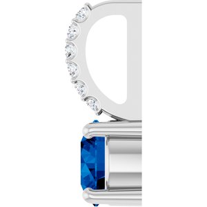 Sterling Silver Natural Blue Sapphire & .025 CTW Lab-Grown Diamond Charm/Pendant – image 3