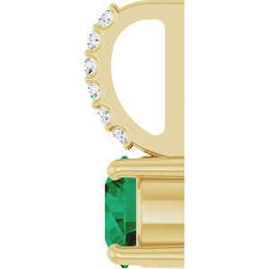 14K Yellow Gold Lab-Grown Emerald & .025 CTW Natural Diamond Charm/Pendant – image 3