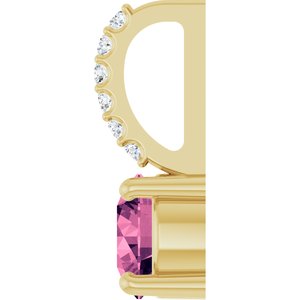 14K Yellow Gold Natural Pink Tourmaline & .025 CTW Lab-Grown Diamond Charm/Pendant – image 3