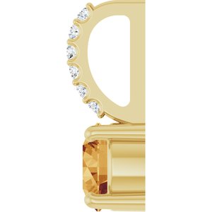14K Yellow Gold Natural Citrine & .025 CTW Natural Diamond Charm/Pendant – image 3