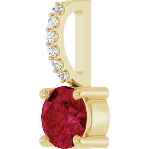 14K Yellow Gold Lab-Grown Ruby & .025 CTW Natural Diamond Charm/Pendant – image 2