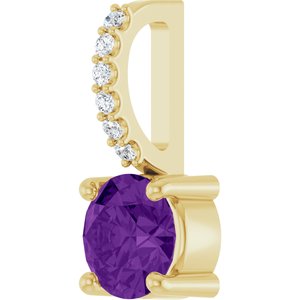 14K Yellow Gold Natural Amethyst & .025 CTW Lab-Grown Diamond Charm/Pendant – image 2