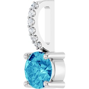 Sterling Silver Natural Blue Zircon & .025 CTW Natural Diamond Charm/Pendant – image 2