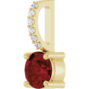 14K Yellow Gold Natural Mozambique Garnet & .025 CTW Lab-Grown Diamond Charm/Pendant – image 2