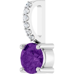Platinum Natural Amethyst & .025 CTW Natural Diamond Charm/Pendant – image 2
