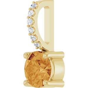 14K Yellow Gold Natural Citrine & .025 CTW Lab-Grown Diamond Charm/Pendant – image 2