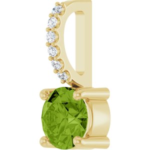 14K Yellow Gold Natural Peridot & .025 CTW Lab-Grown Diamond Charm/Pendant