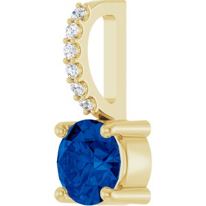 14K Yellow Gold Natural Blue Sapphire & .025 CTW Lab-Grown Diamond Charm/Pendant – image 2