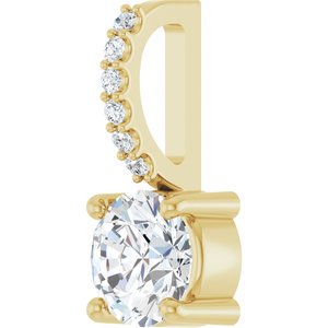 14K Yellow Gold 5 mm Round Accented Charm/Pendant Mounting – image 3