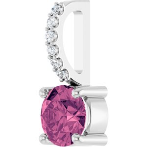 Platinum Natural Pink Tourmaline & .025 CTW Natural Diamond Charm/Pendant – image 2
