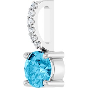 Sterling Silver Natural Aquamarine & .025 CTW Lab-Grown Diamond Charm/Pendant – image 2