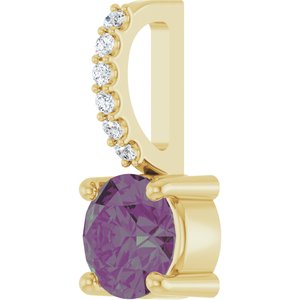 14K Yellow Gold Lab-Grown Alexandrite & .025 CTW Natural Diamond Charm/Pendant – image 2
