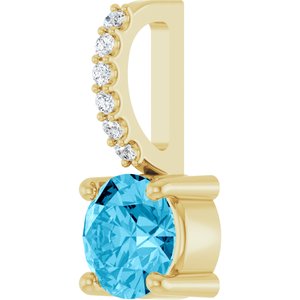 14K Yellow Gold Natural Aquamarine & .025 CTW Lab-Grown Diamond Charm/Pendant – image 2
