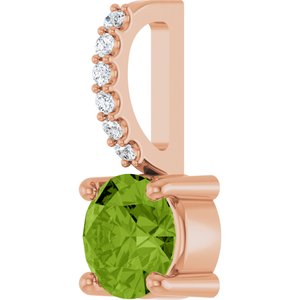 14K Rose Gold Natural Peridot & .025 CTW Natural Diamond Charm/Pendant – image 2