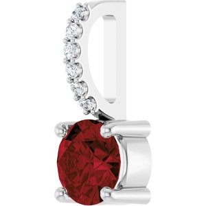 Platinum Natural Mozambique Garnet & .025 CTW Natural Diamond Charm/Pendant – image 2