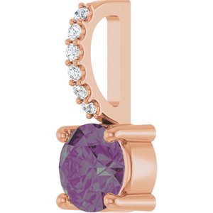 14K Rose Gold Lab-Grown Alexandrite & .025 CTW Lab-Grown Diamond Charm/Pendant – image 2