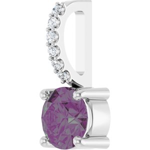 Sterling Silver Lab-Grown Alexandrite & .025 CTW Natural Diamond Charm/Pendant – image 2