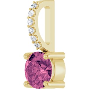 14K Yellow Gold Natural Pink Tourmaline & .025 CTW Lab-Grown Diamond Charm/Pendant