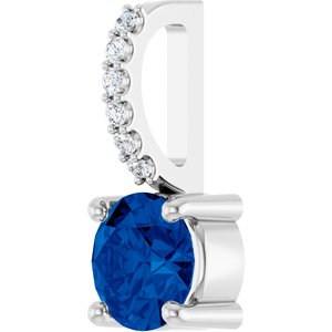 Sterling Silver Natural Blue Sapphire & .025 CTW Natural Diamond Charm/Pendant – image 2