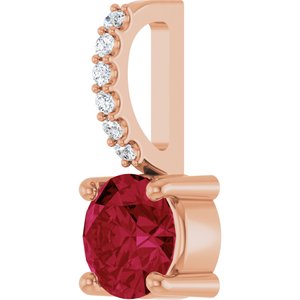 14K Rose Gold Natural Ruby & .025 CTW Natural Diamond Charm/Pendant – image 2