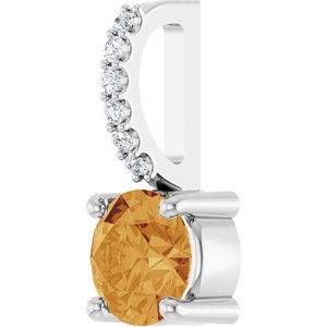 Platinum Natural Citrine & .025 CTW Natural Diamond Charm/Pendant – image 2