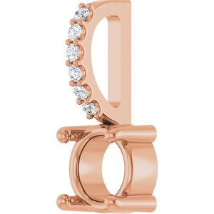 14K Rose Gold 5 mm Round .025 CTW Natural Diamond Semi-Set Charm/Pendant – image 4