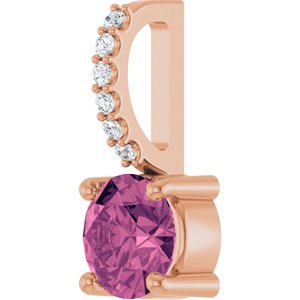 14K Rose Gold Natural Pink Tourmaline & .025 CTW Natural Diamond Charm/Pendant – image 2