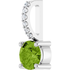 Sterling Silver Natural Peridot & .025 CTW Natural Diamond Charm/Pendant – image 2
