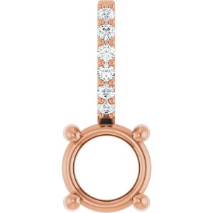 14K Rose Gold 5 mm Round .025 CTW Natural Diamond Semi-Set Charm/Pendant – image 2