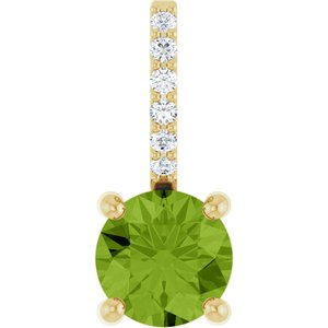 14K Yellow Gold Natural Peridot & .025 CTW Lab-Grown Diamond Charm/Pendant