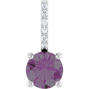 Platinum Lab-Grown Alexandrite & .025 CTW Natural Diamond Charm/Pendant