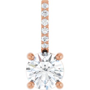 14K Rose Gold 5 mm Round .025 CTW Lab-Grown Diamond Semi-Set Charm/Pendant