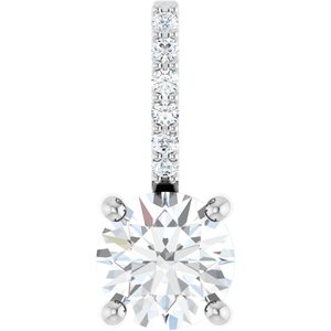 14K White Gold 5 mm Round Accented Charm/Pendant Mounting