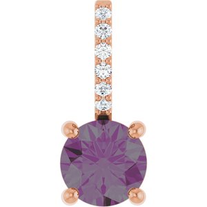 14K Rose Gold Lab-Grown Alexandrite & .025 CTW Natural Diamond Charm/Pendant