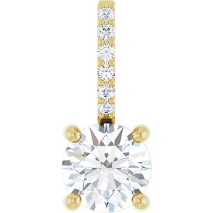 14K Yellow Gold Natural White Sapphire & .025 CTW Lab-Grown Diamond Charm/Pendant