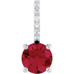 Platinum Natural Ruby & .025 CTW Natural Diamond Charm/Pendant