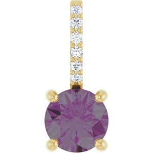 14K Yellow Gold Lab-Grown Alexandrite & .025 CTW Natural Diamond Charm/Pendant