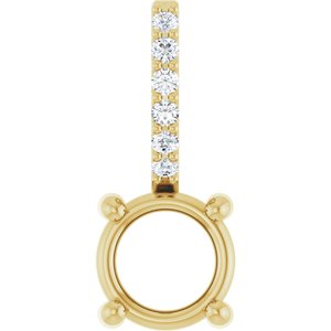 14K Yellow Gold 5 mm Round .025 CTW Natural Diamond Semi-Set Charm/Pendant – image 2