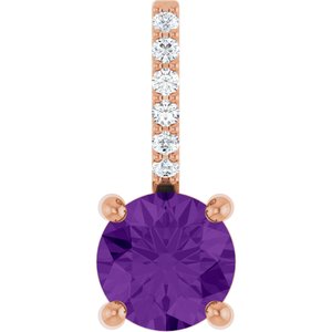 14K Rose Gold Natural Amethyst & .025 CTW Lab-Grown Diamond Charm/Pendant