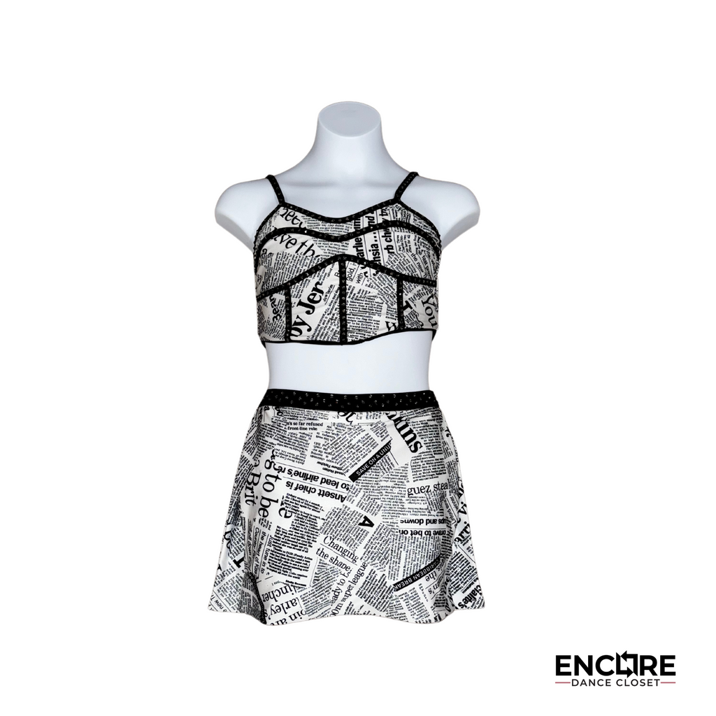 Unique Black & White Newspaper Print Jazz Costume