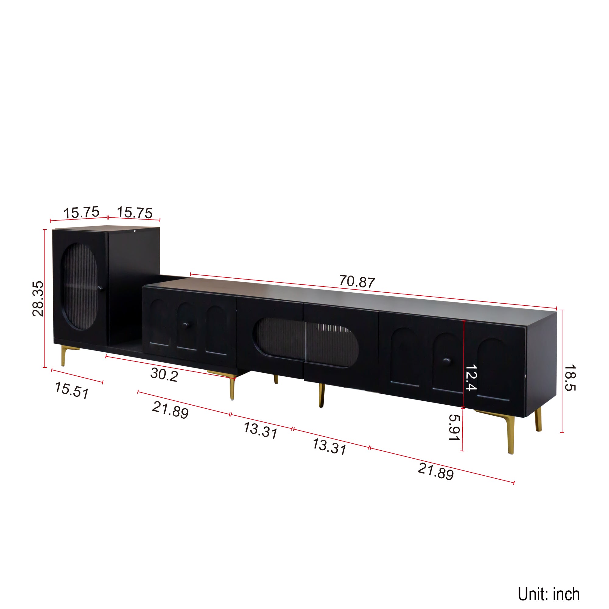 Wood Extendable TV Stand Rectangle Entertainment Center,Media TV Console for Living Room Bedroom