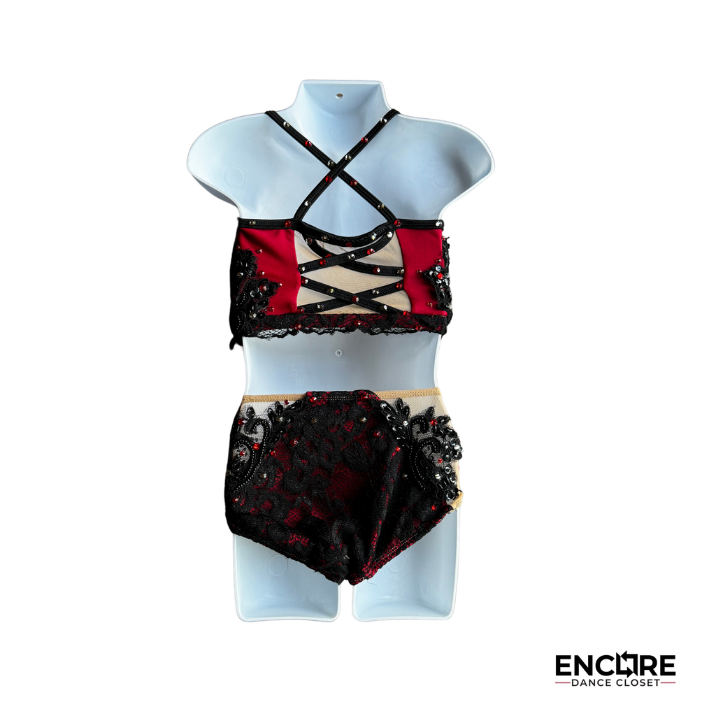 Fiery Flamenco-Inspired Two-Piece with Skirt