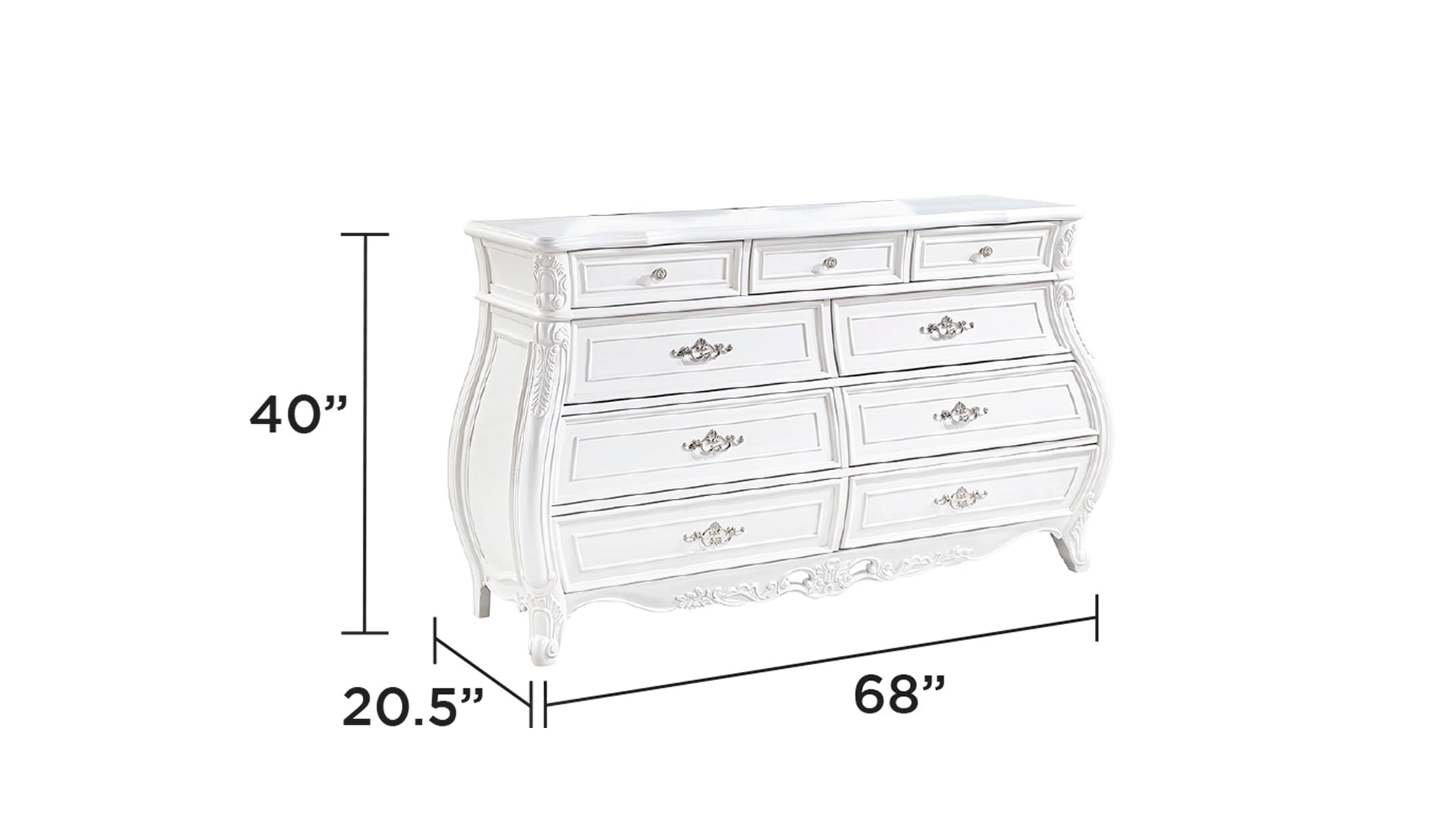 Opulence Modern Style 5 Pc Queen Bedroom Set Made with Wood in Pearl White