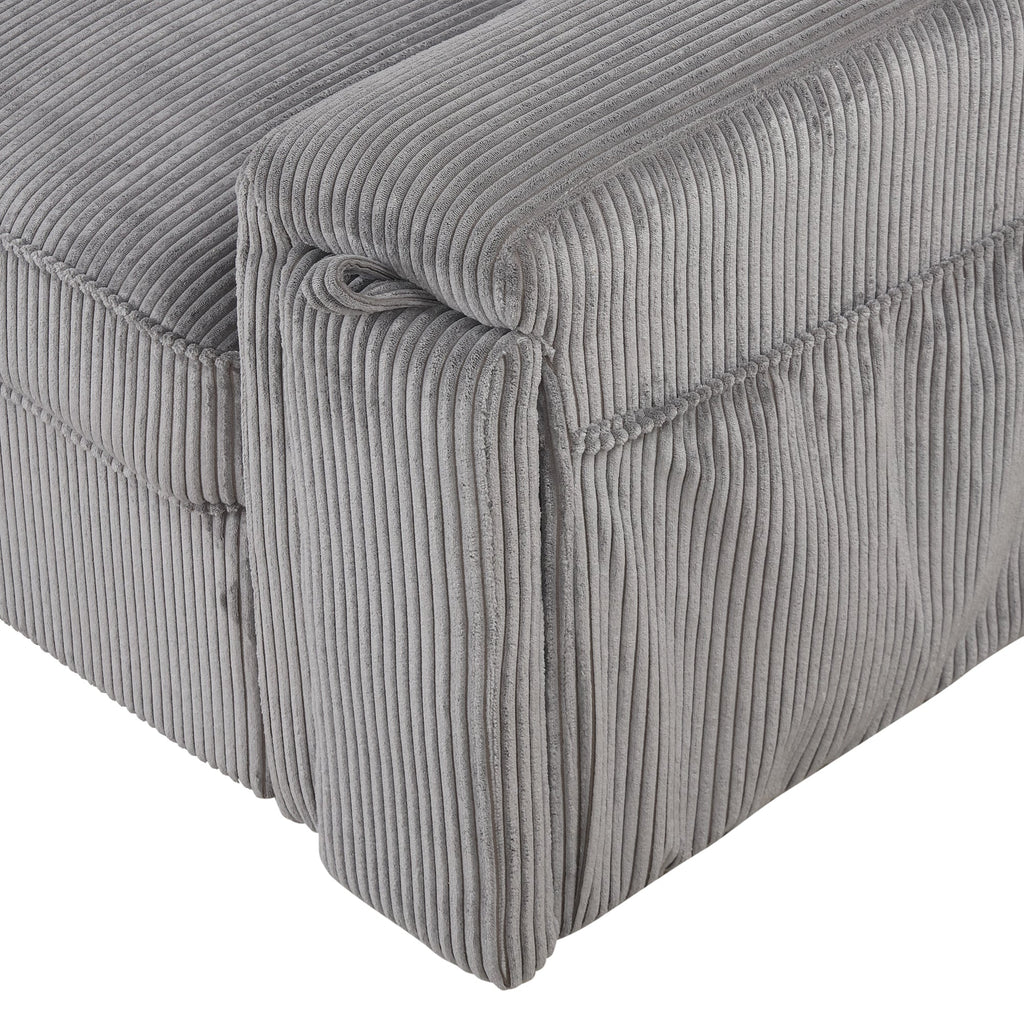 U_STYLE Upholstery Sleeper Sectional Sofa with Storage Bags and 2 cup holders  on Arms