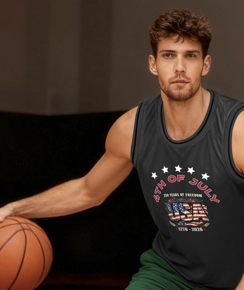 4th of July Adult Dark Grey Basketball Uniform Top | Ships From USA