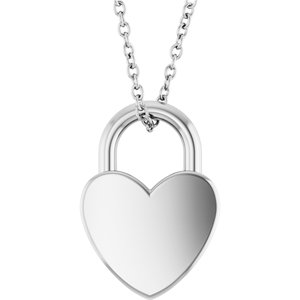 Engravable Heart Lock Necklace or Pendant