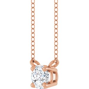 14K Rose Gold 1/2 CT Lab-Grown Diamond Solitaire 18" Necklace