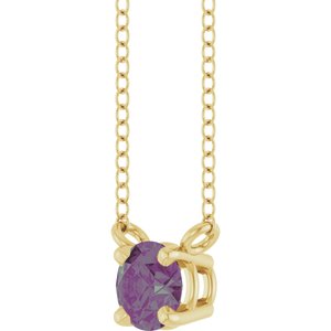 14K Yellow Gold Lab-Grown Alexandrite Solitaire 18" Necklace