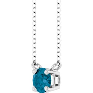Sterling Silver Natural London Blue Topaz Solitaire 18" Necklace