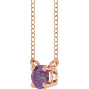 14K Rose Gold Lab-Grown Alexandrite Solitaire 18" Necklace